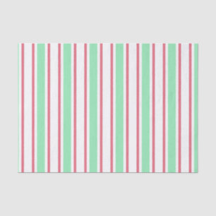 Mint green, pink and white candy stripes tissue paper