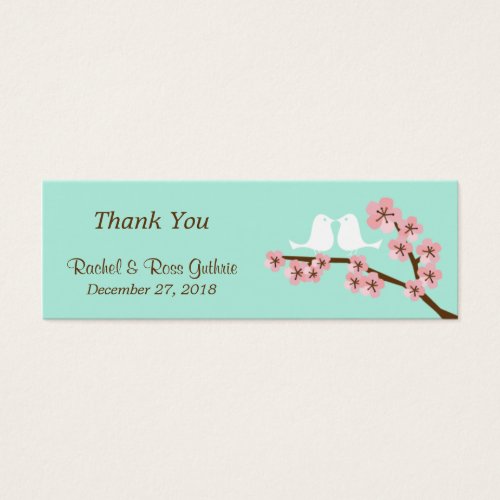 Mint &amp; Pink Cherry Blossom Wedding Favor Tags Business Card Templates