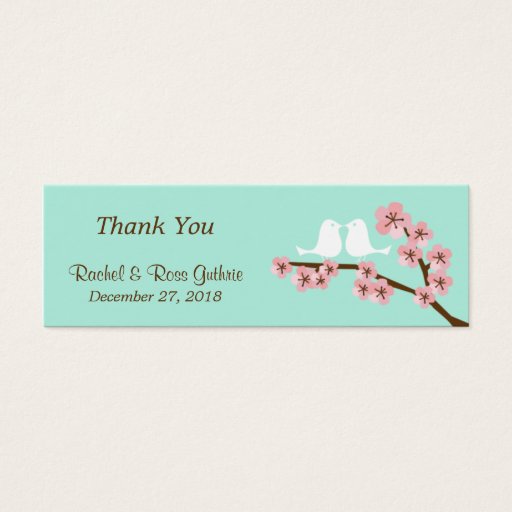 Customizable Mint & Pink Cherry Blossom Wedding Favor Tags Business Card Templates