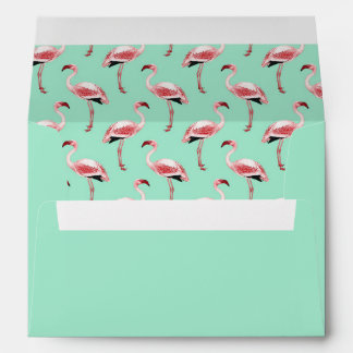 Mint green Pink flamingo tropical summer trend Envelope