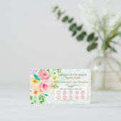 Mint Green Pink Floral Beauty Salon Loyalty Card (Standing Front)