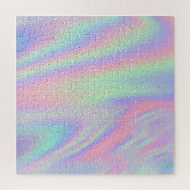 Mint Green Pink Iridescent Rainbow Ombre Jigsaw Puzzle (Vertical)