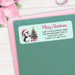 Mint Green Pink Merry Christmas Fun Penguin Modern Label<br><div class="desc">These unique mint green and pink Christmas return address labels feature the "Merry Christmas" saying in casual script font and a cute penguin in a pink Santa hat decorating the Christmas tree. The template makes it easy to type your address before ordering.</div>