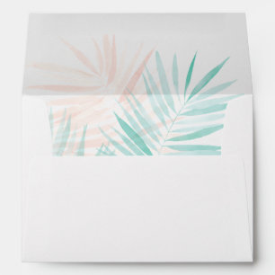 Mint Green & Pink Palm Leaves Envelope