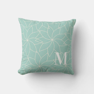 Mint Green Pinwheel Monogram Throw Pillow