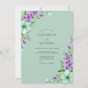 Mint Green Poetic Lilac Wedding Invitation