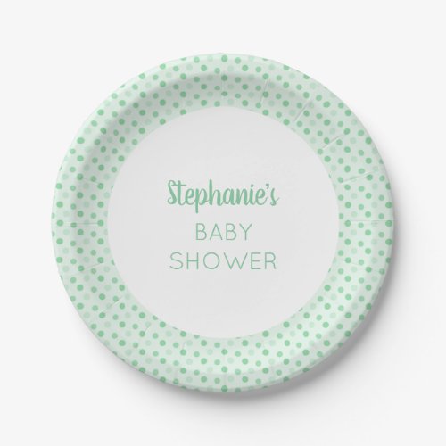 Mint Green Polka Dot Baby Shower Paper Plates