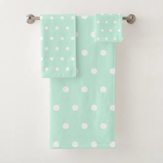 Mint Green Polka Dot Bath Towel Set Zazzle