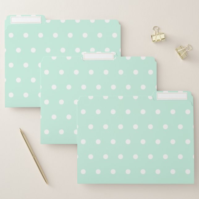 Mint Green Polka Dot File Folder (Set)