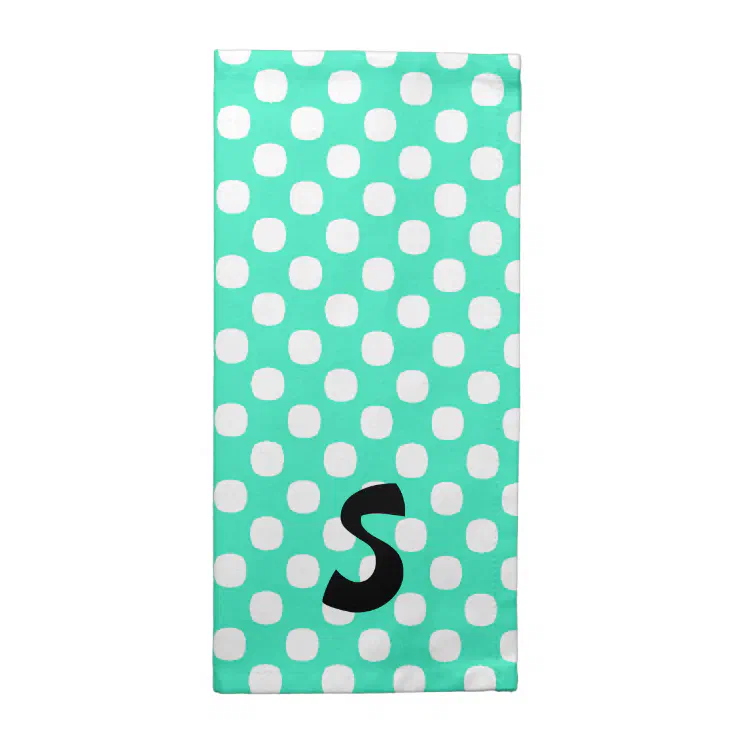 Mint Green Polka Dot Monogram Cloth Napkins Zazzle