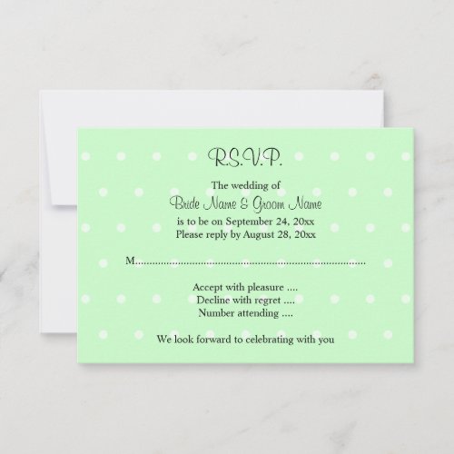 Mint Green Polka Dot Pattern. Wedding Invites