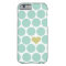 Mint Green Polka Dots Glitter Heart iPhone