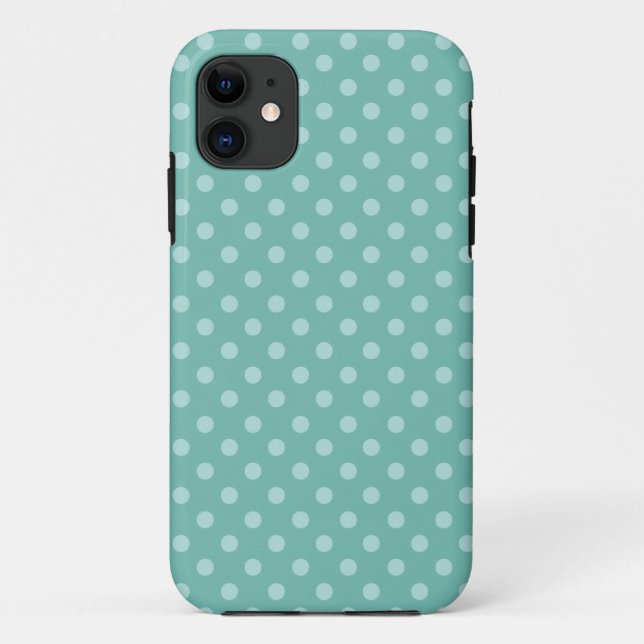 Mint Green Polka Dots Modern Pattern PD004 Case-Mate iPhone Case (Back)