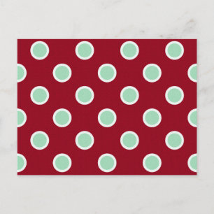 Mint Green Polka Dots on Maroon Christmas Postcard