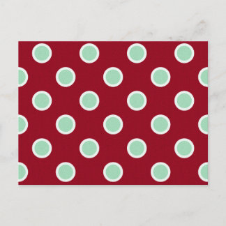 Mint Green Polka Dots on Maroon Christmas Postcard