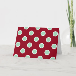 Mint Green Polka Dots on Maroon Feliz Navidad Card