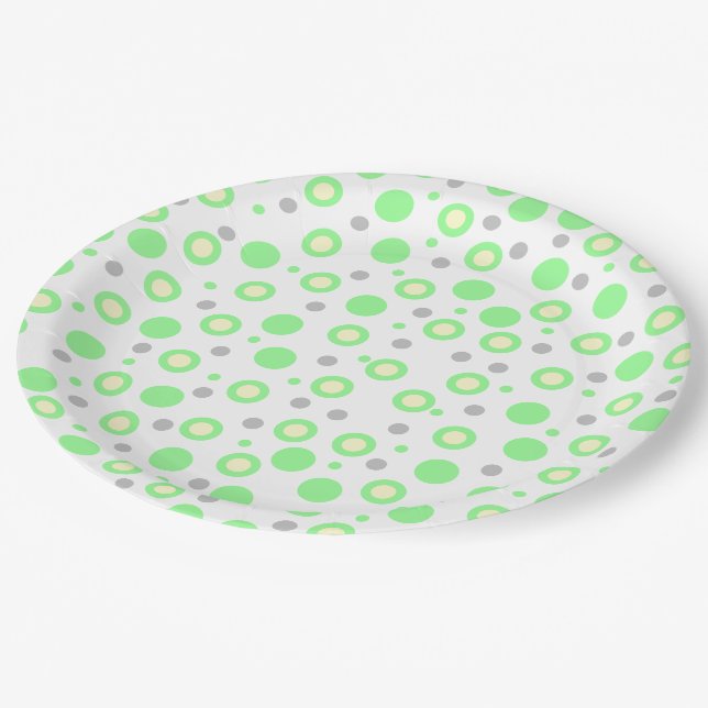 Mint Green Polka Dots Paper Plates (Angled)