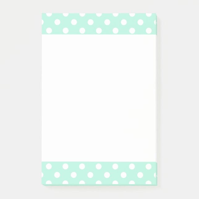 Mint green polka dots Post-It note pad (Front)