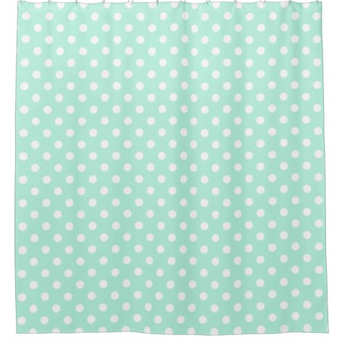 Mint green polka dots shower curtain