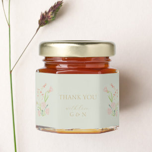 Mint Green   Pretty Floral Wildflower Wedding Honey Jar Favors