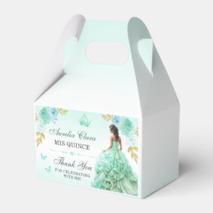 Mint Green Princess Dress Quinceañera Birthday Favor Boxes