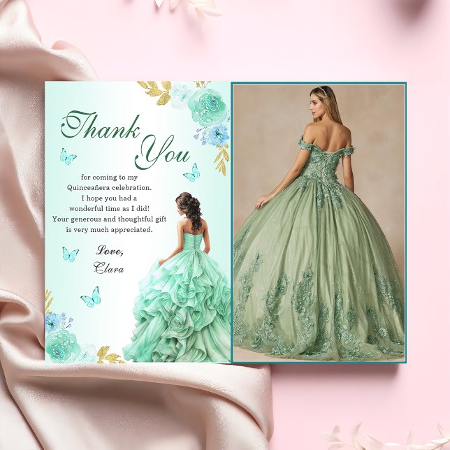 Mint Green Princess Dress Quinceañera Birthday Invitation (Creator Uploaded)