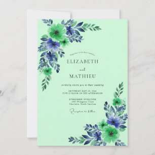 Mint Green Pristine Botanical Wedding Invitation