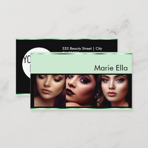 Mint Green Product Labels with Logo Photos Glam Business Card