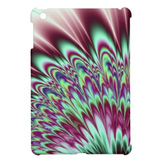 Mint Green Purple Bloom Fractal Cover For The iPad Mini