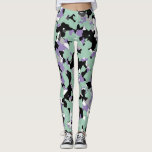 Mint Green & Purple Camouflage Camo Print Leggings<br><div class="desc">Leggings</div>