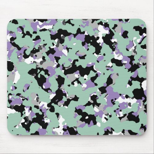 Mint Green  Purple Camouflage Camo Print Mouse Pad