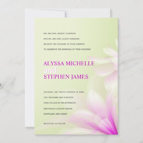 Mint Green Purple Floral Formal Invitations
