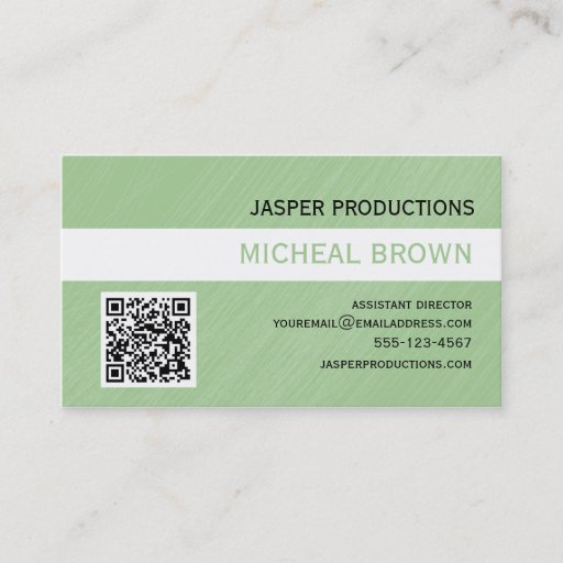 Customizable Mint Green QR Code Business Card