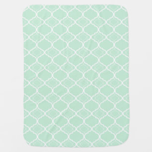 Mint Green Quatrefoil Geometric Pattern Baby Blanket