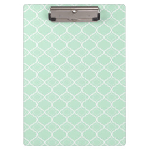 Mint Green Quatrefoil Geometric Pattern Clipboard