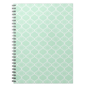 Mint Green Quatrefoil Geometric Pattern Notebook