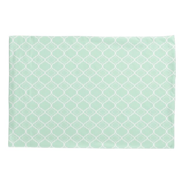 Mint Green Quatrefoil Geometric Pattern Pillows Pillow Case (Back)