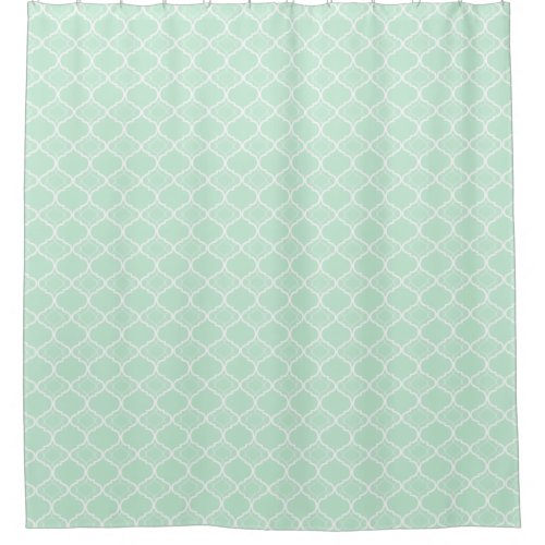 Mint Green Quatrefoil Geometric Pattern Shower Curtain