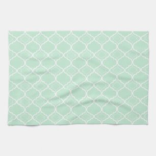 Mint Green Quatrefoil Geometric Pattern Towel