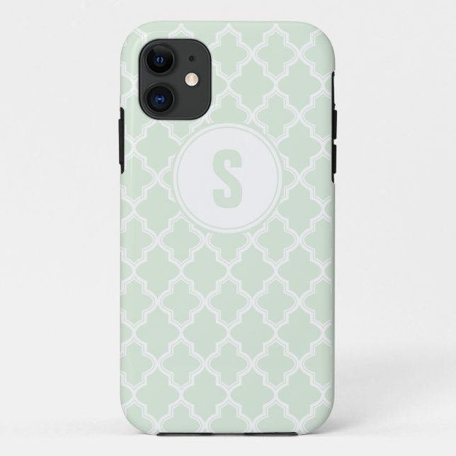Mint Green Quatrefoil Monogram IPhone 5 Case (Back)