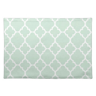 Mint Green Quatrefoil Moroccan Pattern Placemat