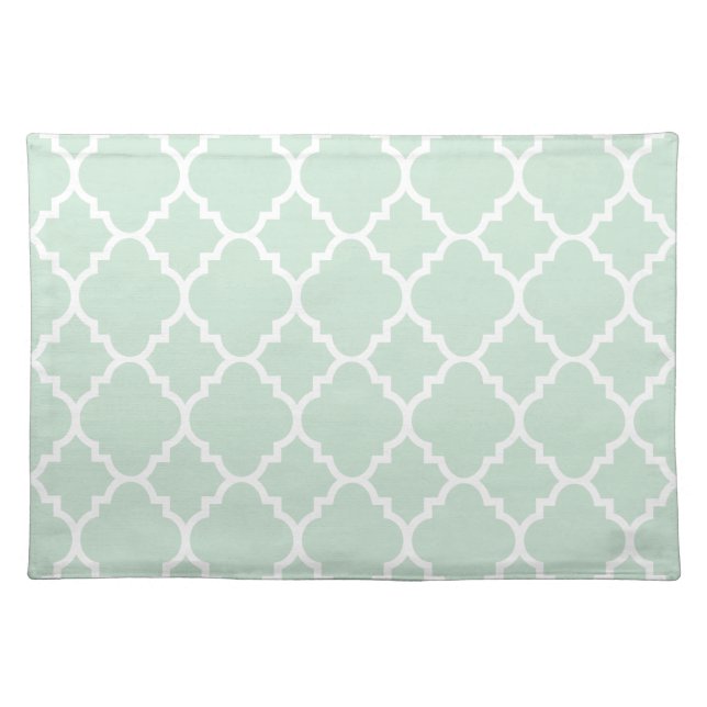 Mint Green Quatrefoil Moroccan Pattern Placemat (Front)
