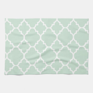 Mint Green Quatrefoil Moroccan Pattern Towel