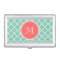 Mint Green Quatrefoil Pattern, Coral Monogram