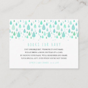 Mint Green Raindrops Books for Baby Request Enclosure Card