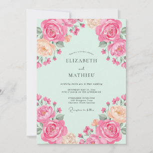 Mint Green Refreshing Rose Wedding Invitation