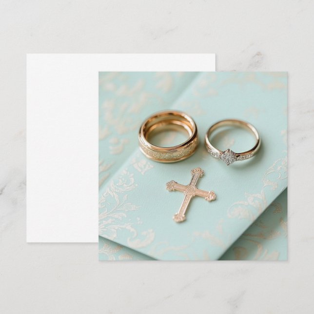 Mint green religious wedding invitation (Front/Back)