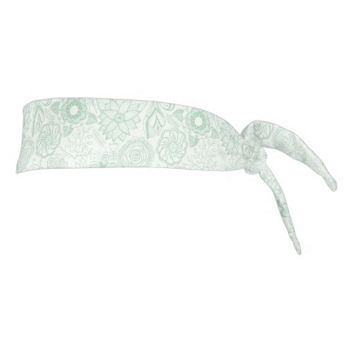 Mint_green retro flowers pattern tie headband