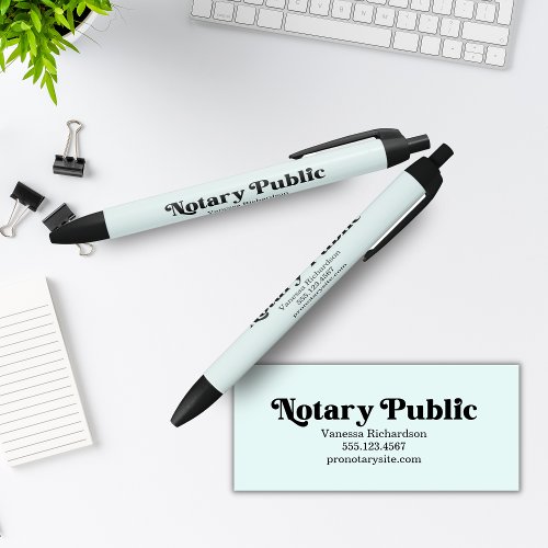 Mint Green Retro Notary Promotional Business  Black Ink Pen