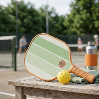 Mint Green Retro Stripe Pickleball Paddle